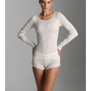 Long-Sleeved Wool And Silk T-Shirt - WHITE LAN