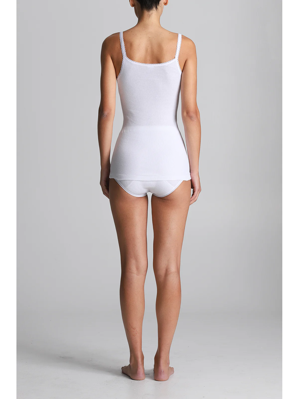 Pure Cotton Tank Top With Crossover Neckline - WHITE - Image 2