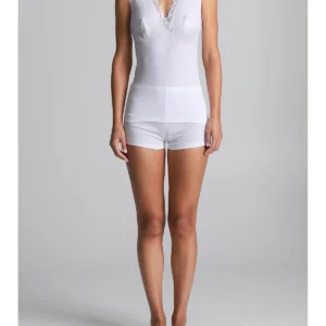 Mako Cotton Tank Top With Narrow Straps - WHITE