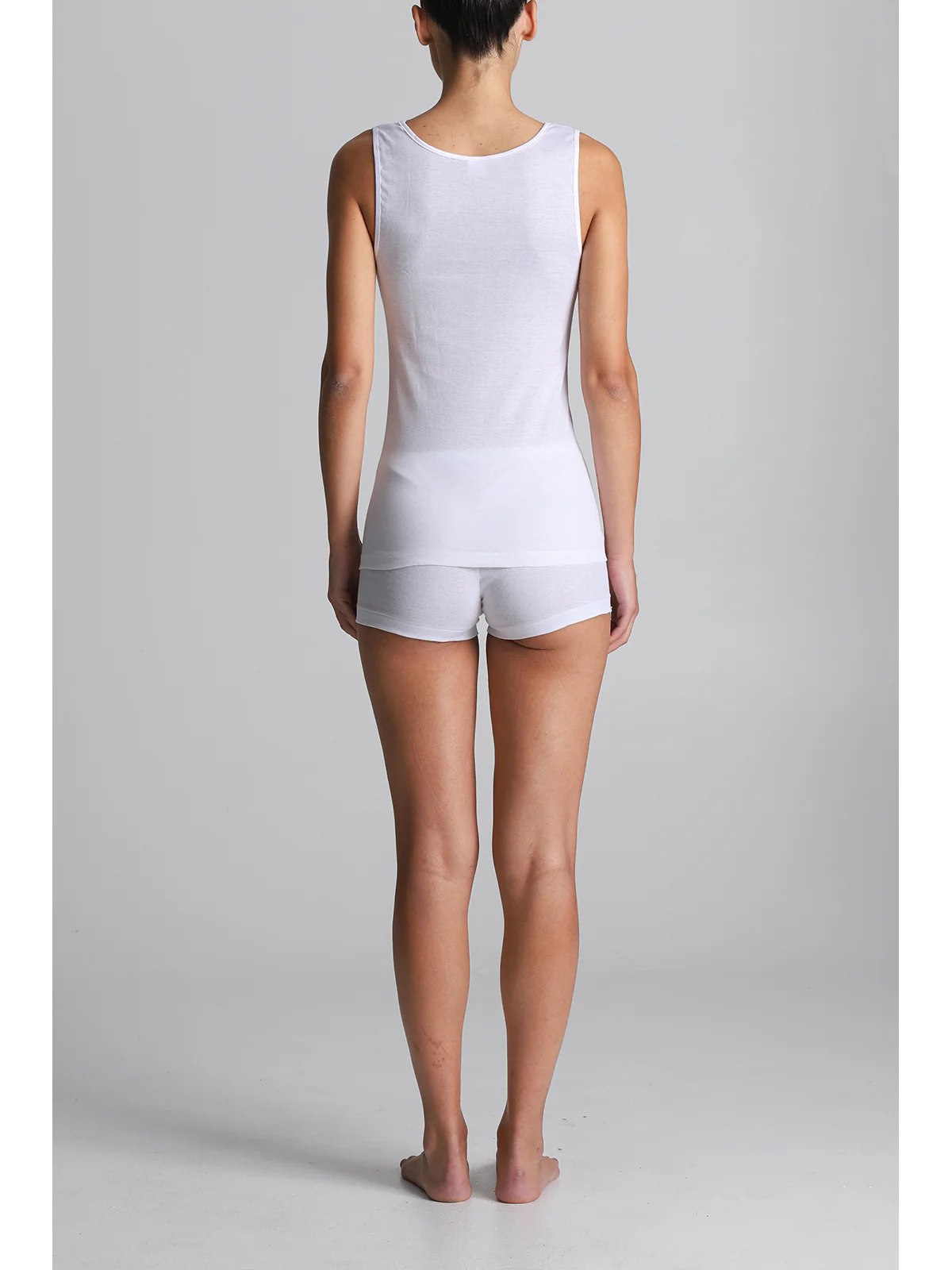 Mako Cotton Tank Top With Narrow Straps - WHITE - Image 2