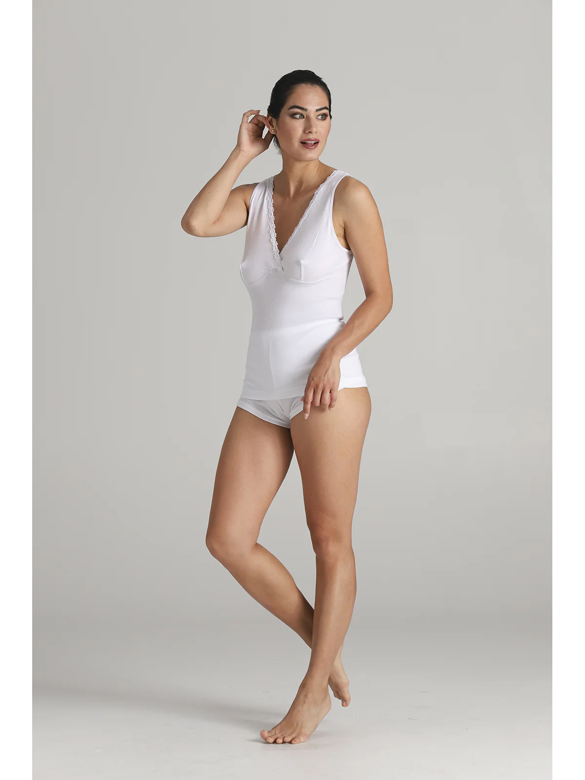 Women's Tank Top With Delicate Macrame Lace - BIANCO - Image 4