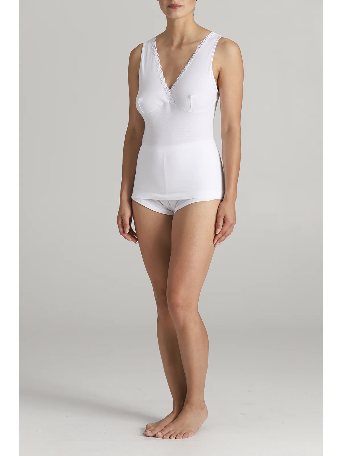 Women's Tank Top With Delicate Macrame Lace - BIANCO - Image 3