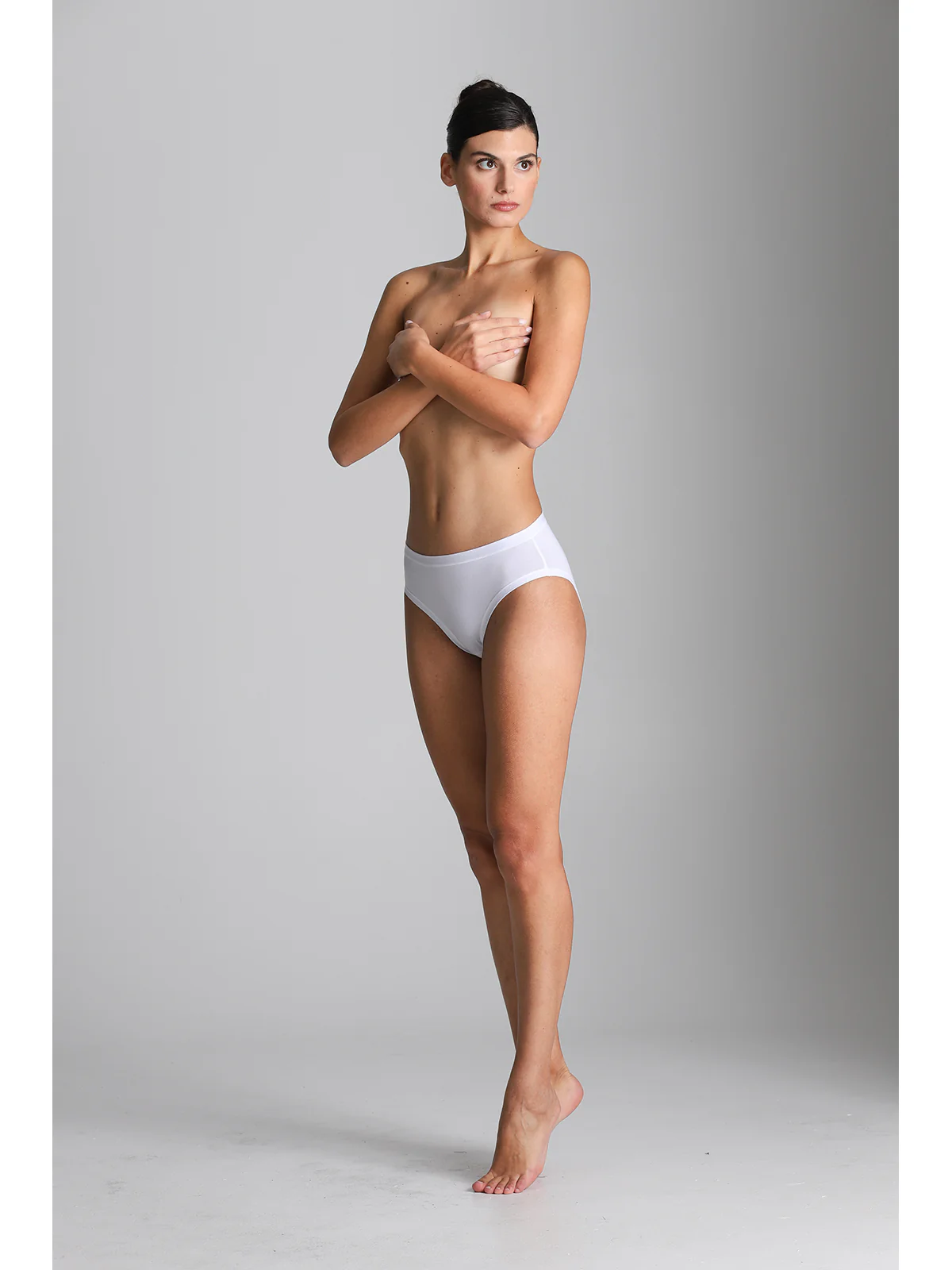 Midi Briefs In Cotton And Modal With Hexagonal Pattern - WHITE