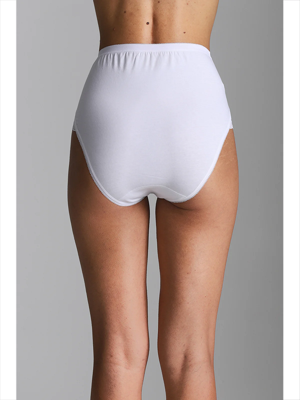 High-Cut Briefs With Lace Inserts - WHITE - Image 2