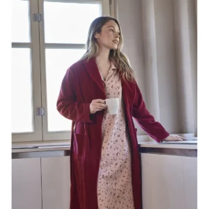 Shawl Dressing Gown In Warm Fleece -  GERANIUM