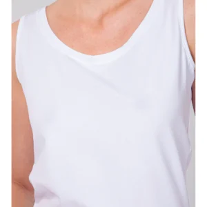 Tank Top With Narrow Shoulder Straps In Organic Cotton - WHITE