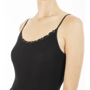 Top With Macramé Lace In Precious Certified® Filoscozia - BLACK