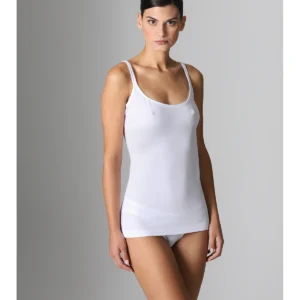 Stretch Cotton Tank Top - WHITE