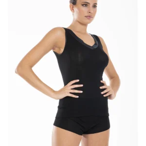 Tank Top In High-Quality Filoscozia® Certified - BLACK
