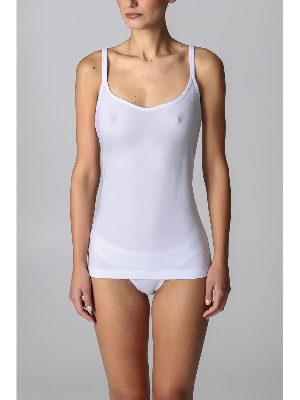 Stretch Cotton Tank Top - WHITE - Image 2