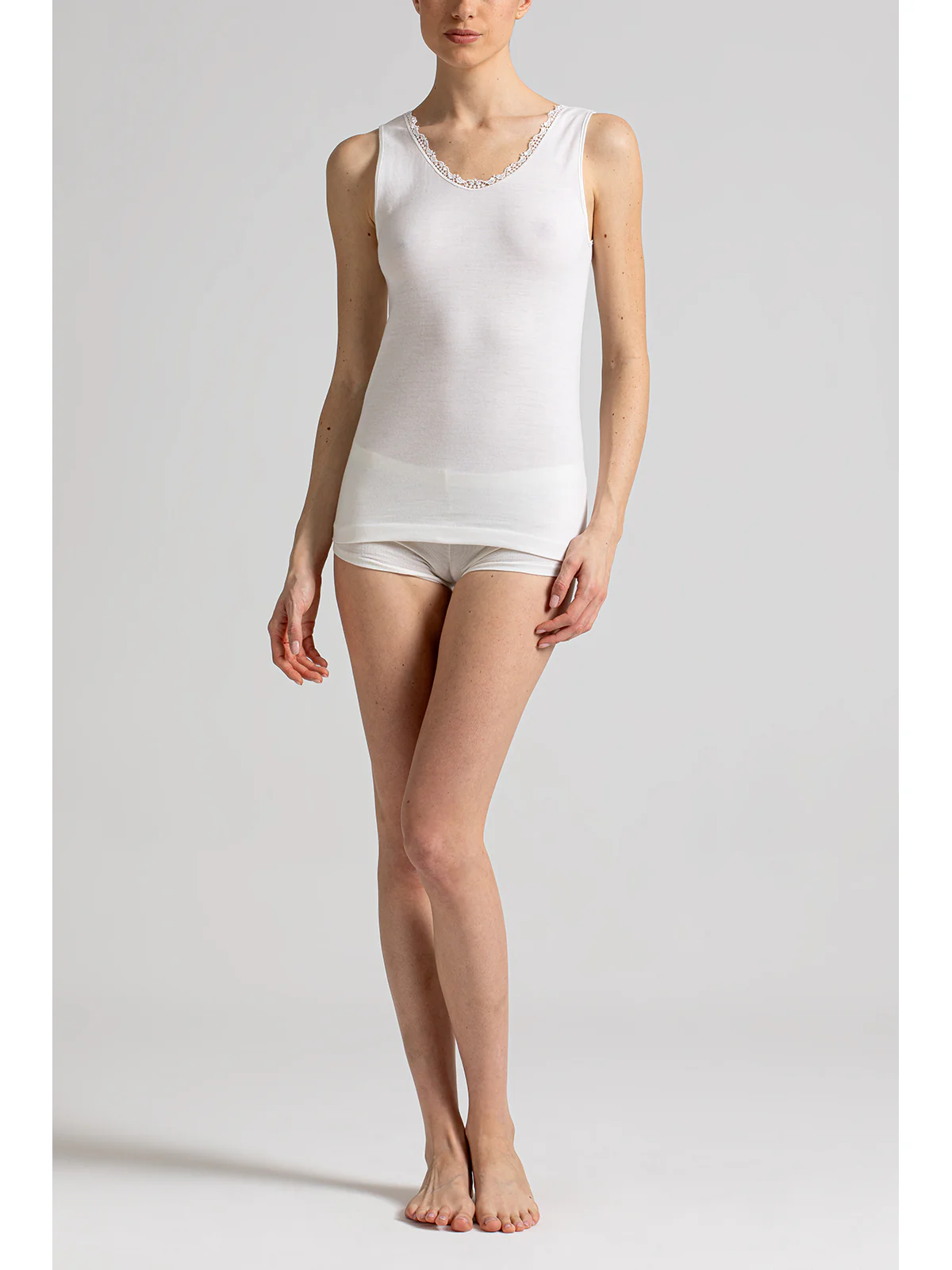 Elegant Tank Top In Double Rib - WHITE - Image 4