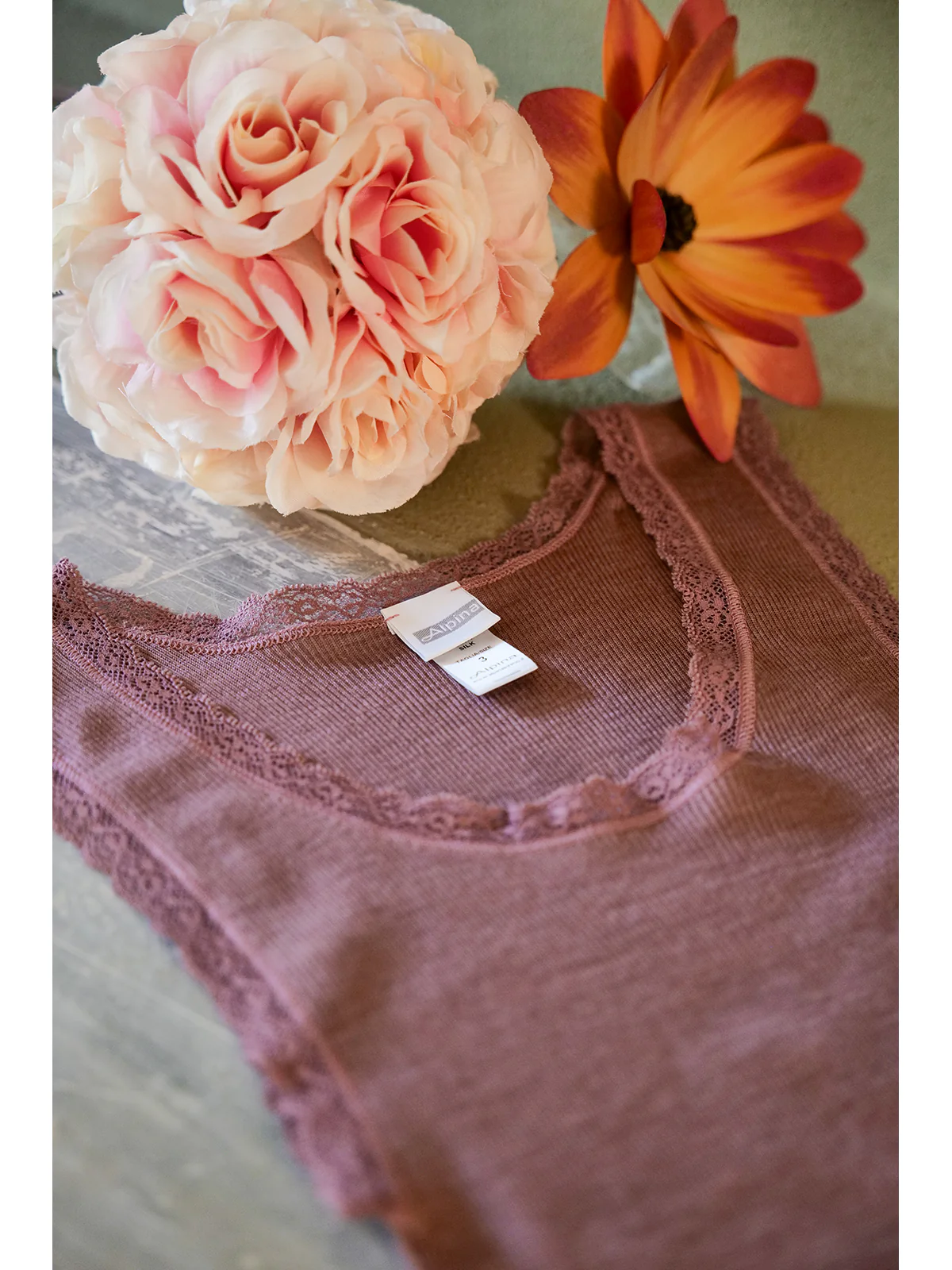 Thin Strap Tank Top In Fine Wool And Silk - POWDER - Image 13