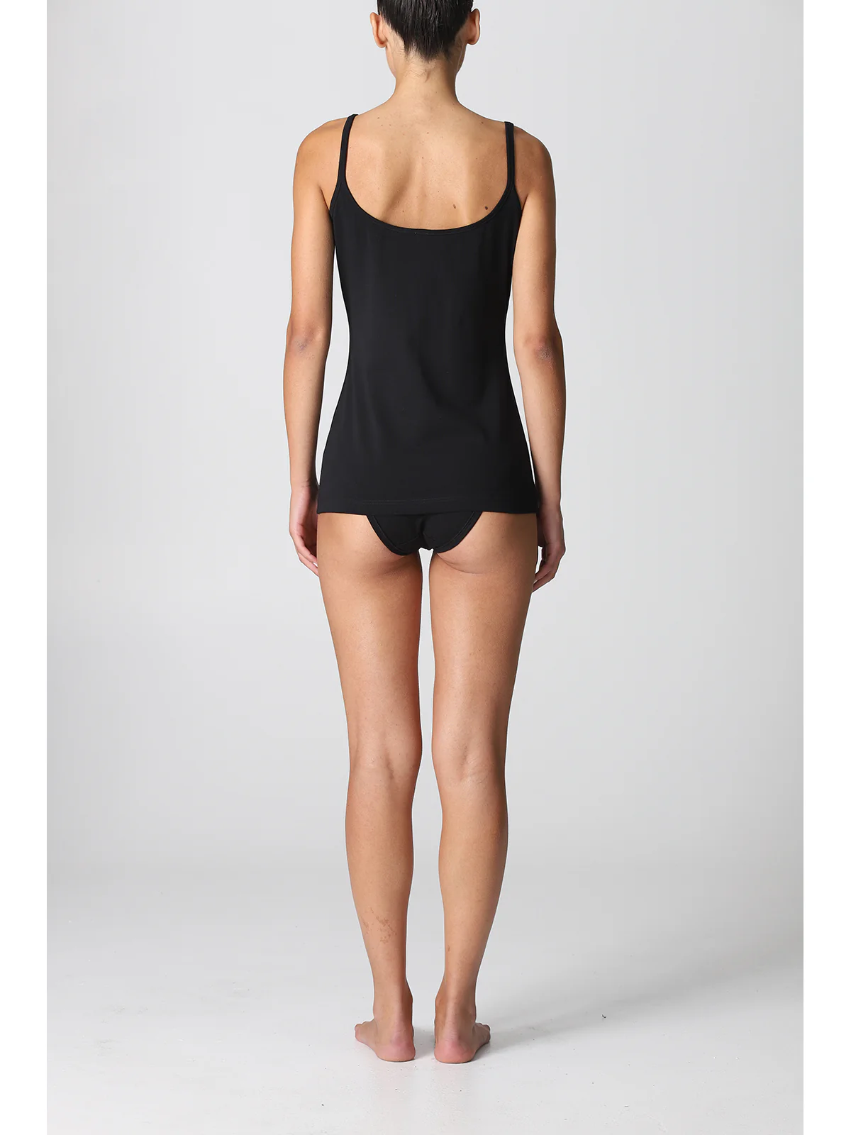 Stretch Cotton Tank Top - BLACK - Image 3