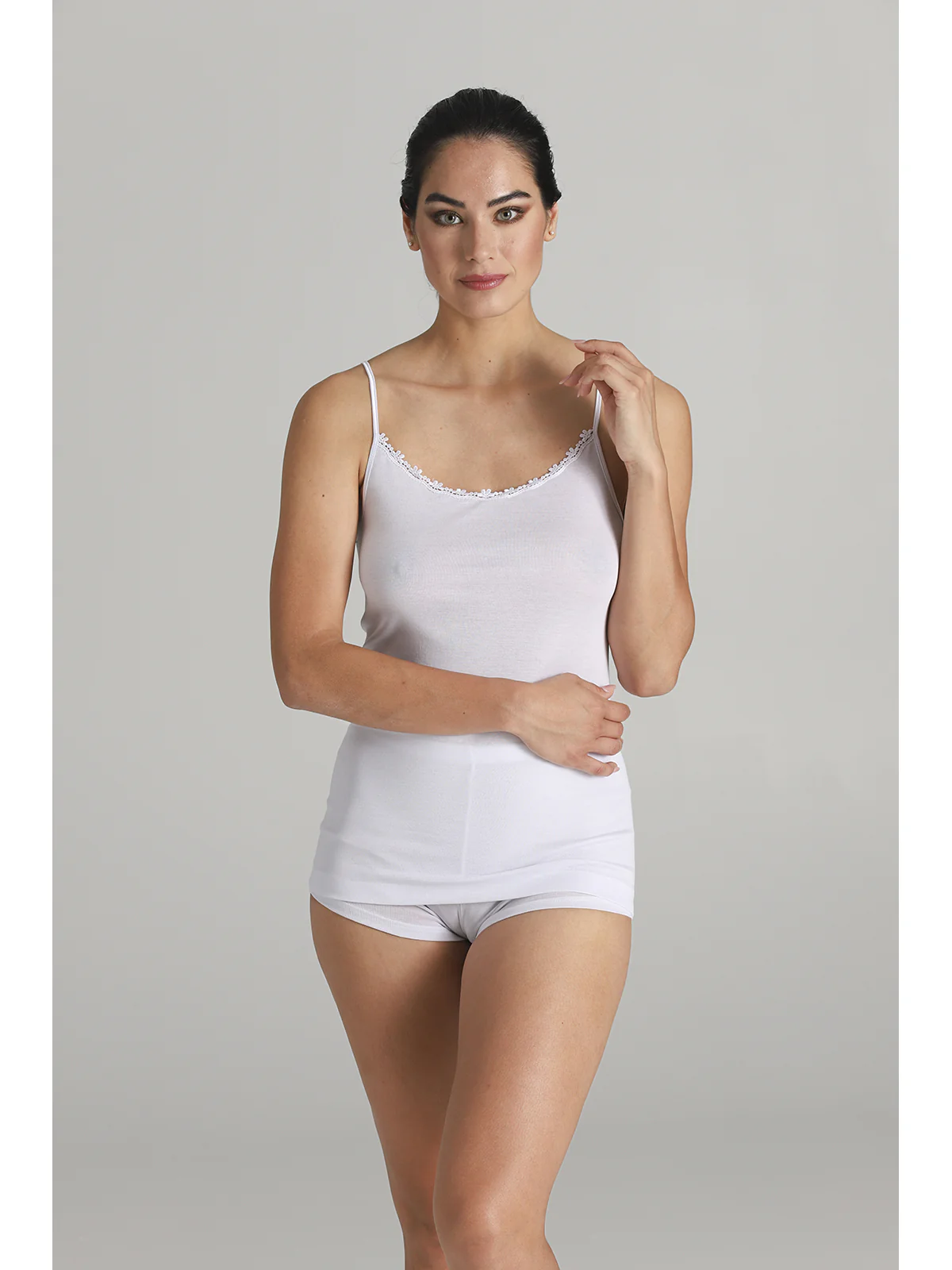Premium Women's Top With Straps In Certified FiloscoGia® - WHITE - Image 3