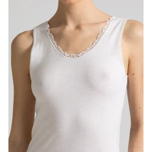 Elegant Tank Top In Double Rib - WHITE