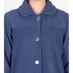 Buttoned Robe In Warm Fleece - INK